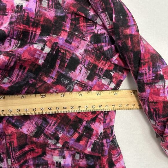 Catherines Top Womens 3X Colorful Abstract Stretch Knit Front Twist Artsy NWT - Picture 5 of 9